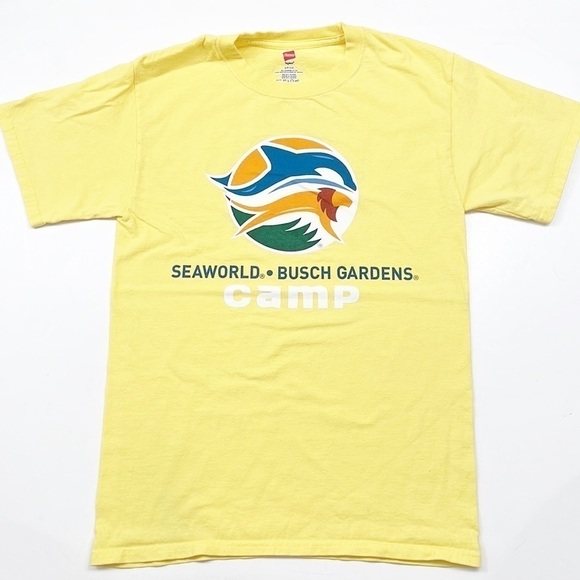 Sea World Busch Gardens Camp yellow short sleeve graphic t-shirt - Picture 1 of 4